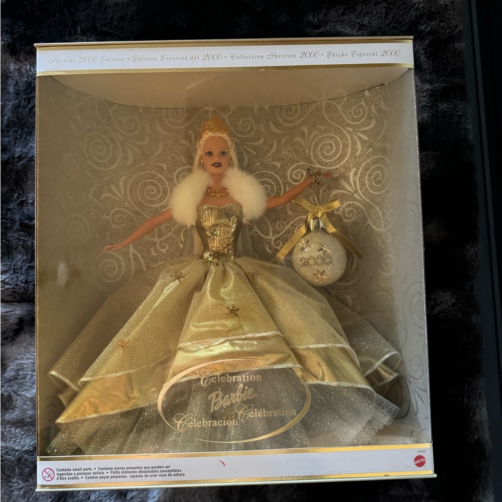 Barbie Celebration Doll in Gold and White Gown